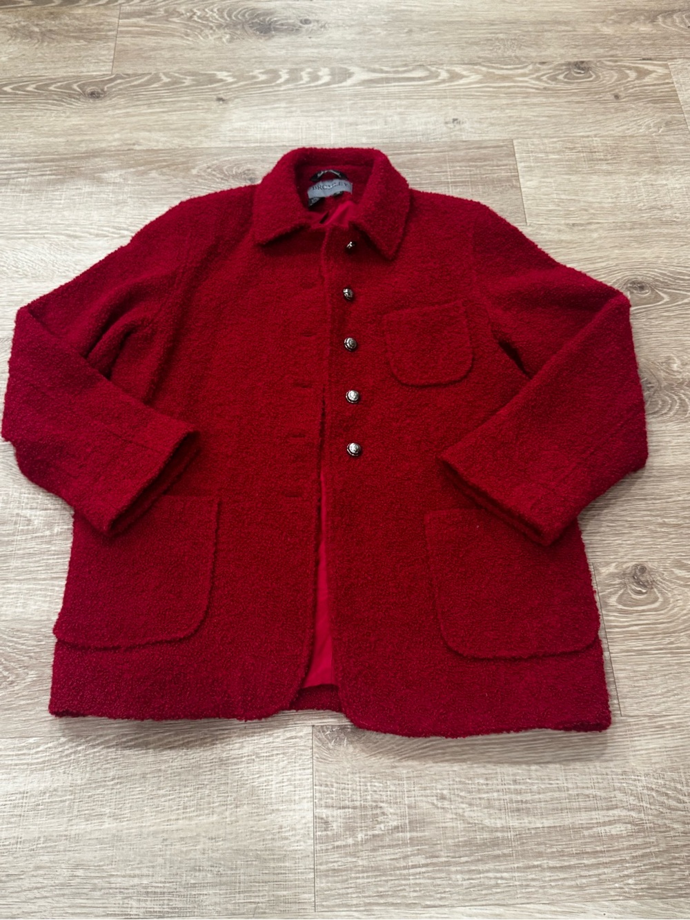 Bromley Collection Red Wool Bouclé Jacket Coat Size 10